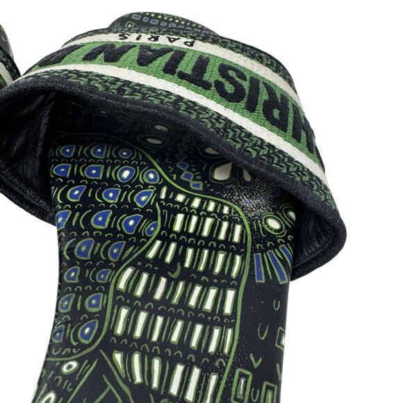 Christian Dior Dway Animals Print Embroidered Slides Green Black 38.5 Sandals - Picture 12 of 12